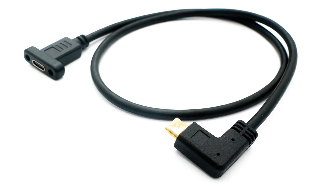 SYSTEM-S USB 3.1 cable 50 cm Type C male to female screw angle in black