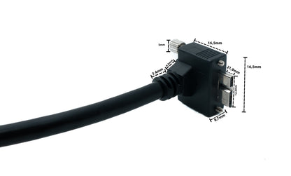 SYSTEM-S USB 3.0 cable 5 m Micro B plug to Type A plug screw angle in black