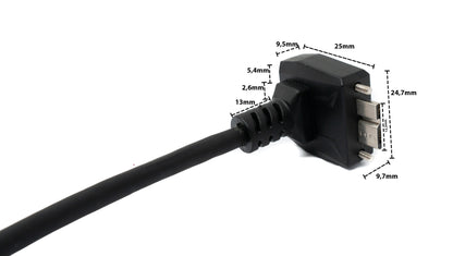SYSTEM-S USB 3.0 cable 30 cm Micro B plug to Type A plug screw angle in black