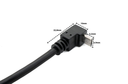 USB 2.0 Kabel 25 cm Typ A Stecker zu Micro B Stecker Winkel in Schwarz | System-S