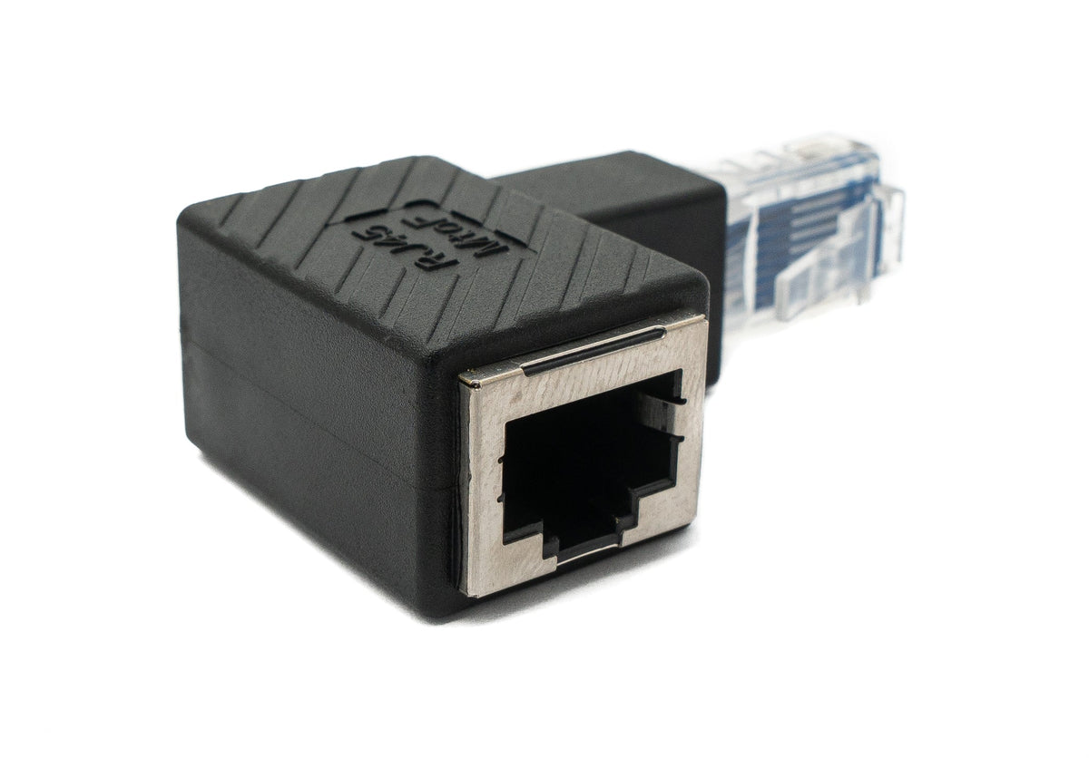 LAN Adapter RJ45 Stecker zu Buchse Winkel Ethernetadapter Kabel in Schwarz | System-S