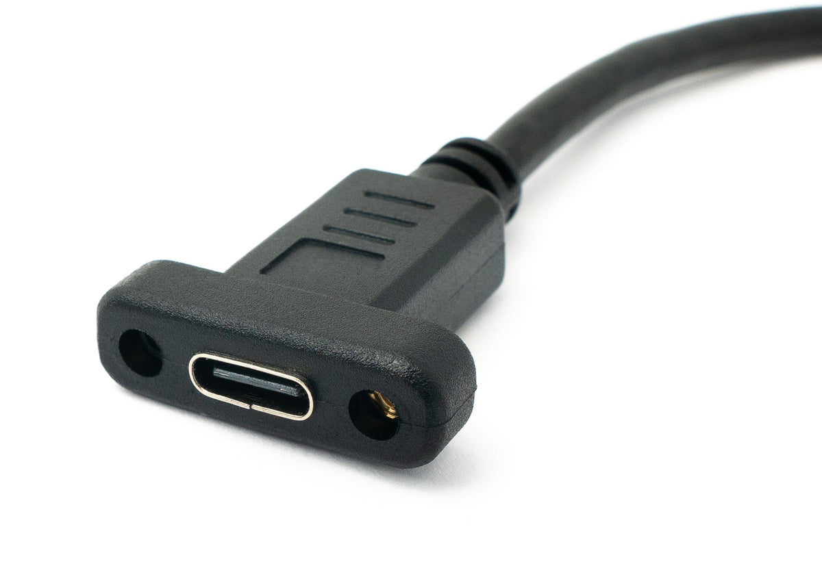 SYSTEM-S USB 3.1 cable 50 cm Type C male to female screw angle in black