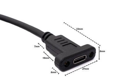 SYSTEM-S USB 3.1 cable 60 cm Type C male to female screw in black