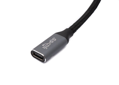USB 3.1 Gen 2 Kabel 100W 50 cm Typ C Stecker zu Buchse in Schwarz | System-S