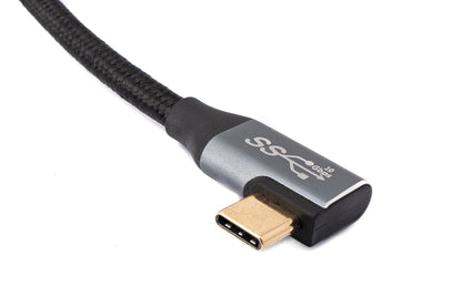 SYSTEM-S USB 3.1 Gen 2 100W Cable 50 cm Type C Male to Male Angled Braided Black