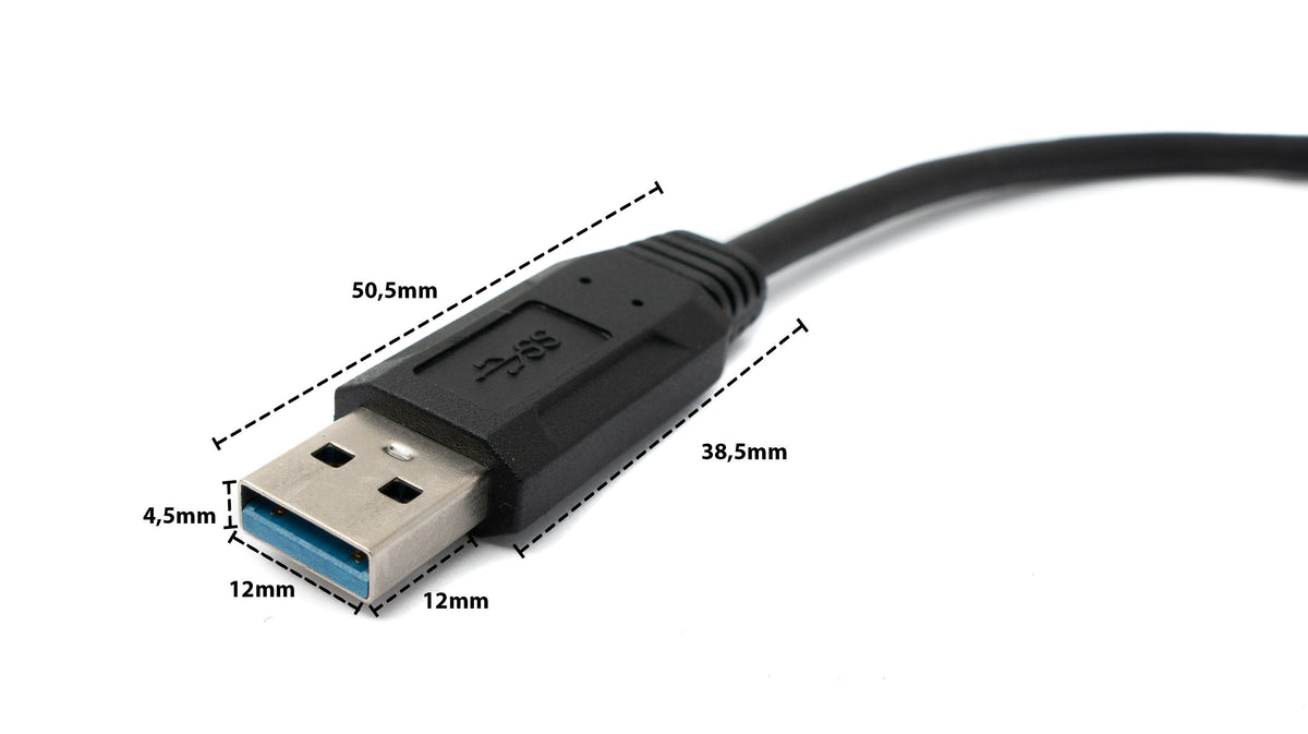 SYSTEM-S USB 3.0 cable 30 cm Micro B plug to Type A plug screw angle in black