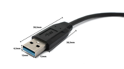 SYSTEM-S USB 3.0 cable 30 cm Micro B plug to Type A plug screw angle in black
