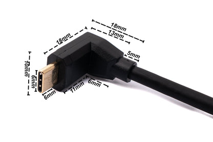 USB 3.1 Kabel 100 cm Typ C Stecker zu Buchse Schraube Winkel in Schwarz | System-S