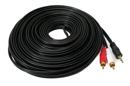 Cinch 2 RCA Kabel 15 m Stecker zu AUX 3,5 mm Klinke Stecker Stereo AV in Schwarz | System-S