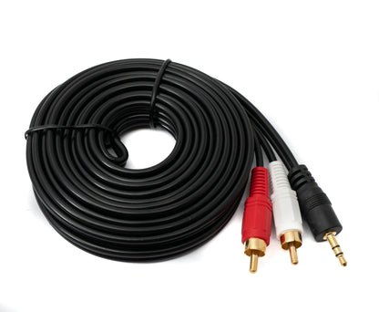 Cinch 2 RCA Kabel 5 m Stecker zu AUX 3,5 mm Klinke Stecker Stereo AV in Schwarz | System-S