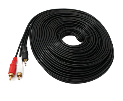 SYSTEM-S Cinch 2 RCA cable 20 m plug to AUX 3.5 mm jack plug stereo AV in black