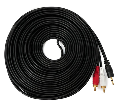 Cinch 2 RCA Kabel 15 m Stecker zu AUX 3,5 mm Klinke Stecker Stereo AV in Schwarz | System-S
