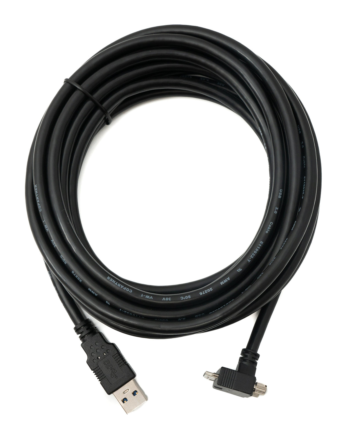 SYSTEM-S USB 3.0 cable 5 m Micro B plug to Type A plug screw angle in black