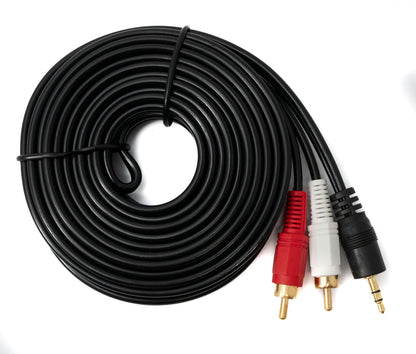 Cinch 2 RCA Kabel 5 m Stecker zu AUX 3,5 mm Klinke Stecker Stereo AV in Schwarz | System-S