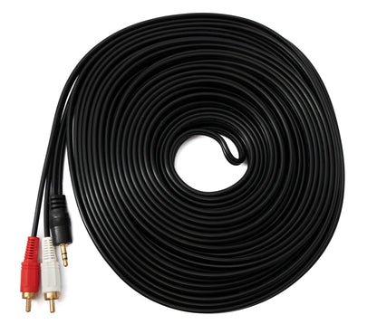 SYSTEM-S Cinch 2 RCA cable 20 m plug to AUX 3.5 mm jack plug stereo AV in black