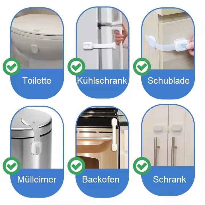 8x Kindersicherung Schrankschloss Schubladensicherung Baby Kinder Schutz 8 Stück - DREIKS