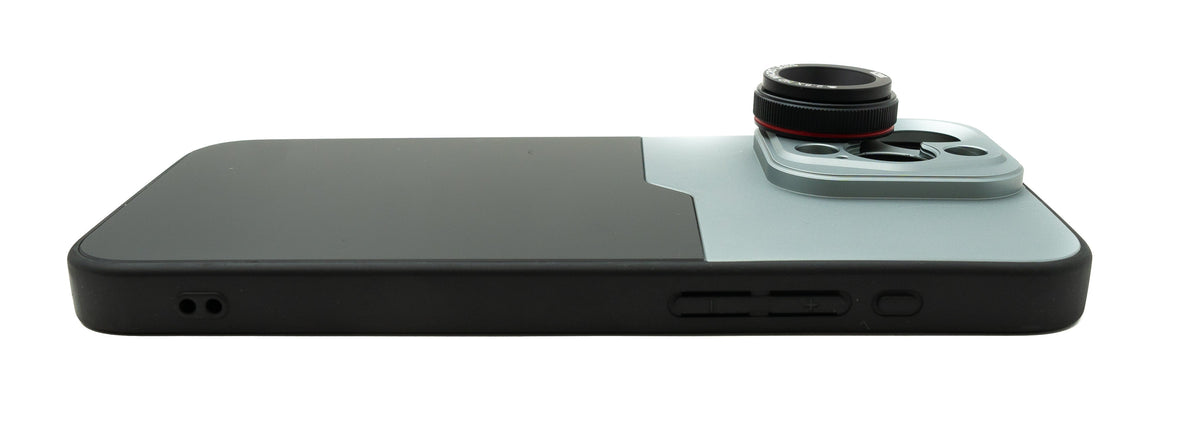 SYSTEM-S Macro Lens 2.8x 37 mm HD Filter with Case for iPhone 15 Pro Max in Black Gray