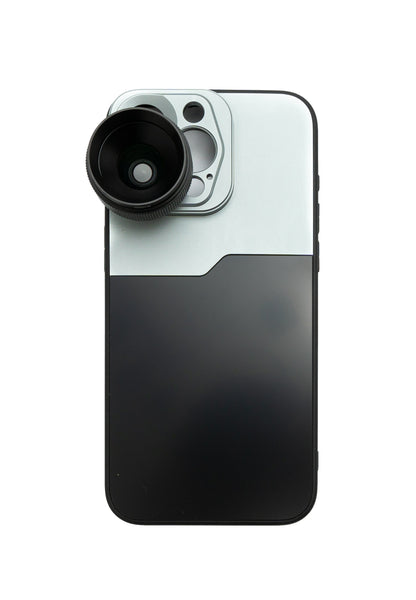 Makro Linse 1.1x bis 2.8x Filter 37 mm mit Hülle für iPhone 15 Pro Max in Schwarz Grau | System-S