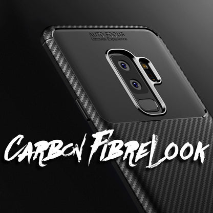 NALIA Silikonhülle für Samsung Galaxy S9 Plus – Rutschfest & Matt – VORTEX (Gebürstete Optik & Carbon Design) – Marke aus Berlin