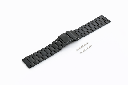 SYSTEM-S 22mm Edelstahl-Uhrenarmband – Schwarz – mit Faltschließe und Federstegen - DREIKS