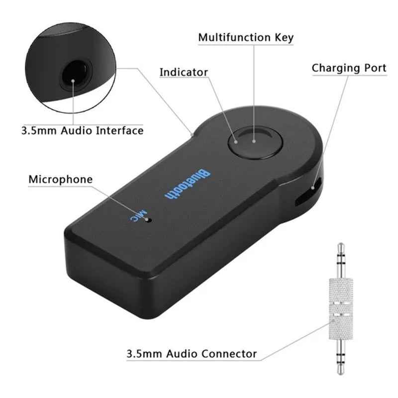 Bluetooth 3.5mm Aux Adapter Car Music Receiver Auto KFZ Wireless Audio Empfänger - DREIKS