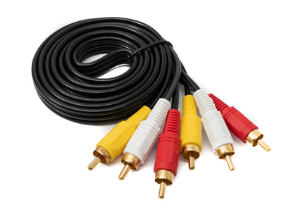 SYSTEM-S Cinch 3 RCA Cable 1.5 m Male to Male Stereo &amp; Composite AV Black