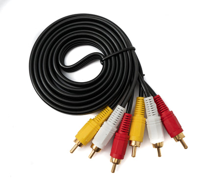 SYSTEM-S Cinch 3 RCA Cable 1.5 m Male to Male Stereo &amp; Composite AV Black