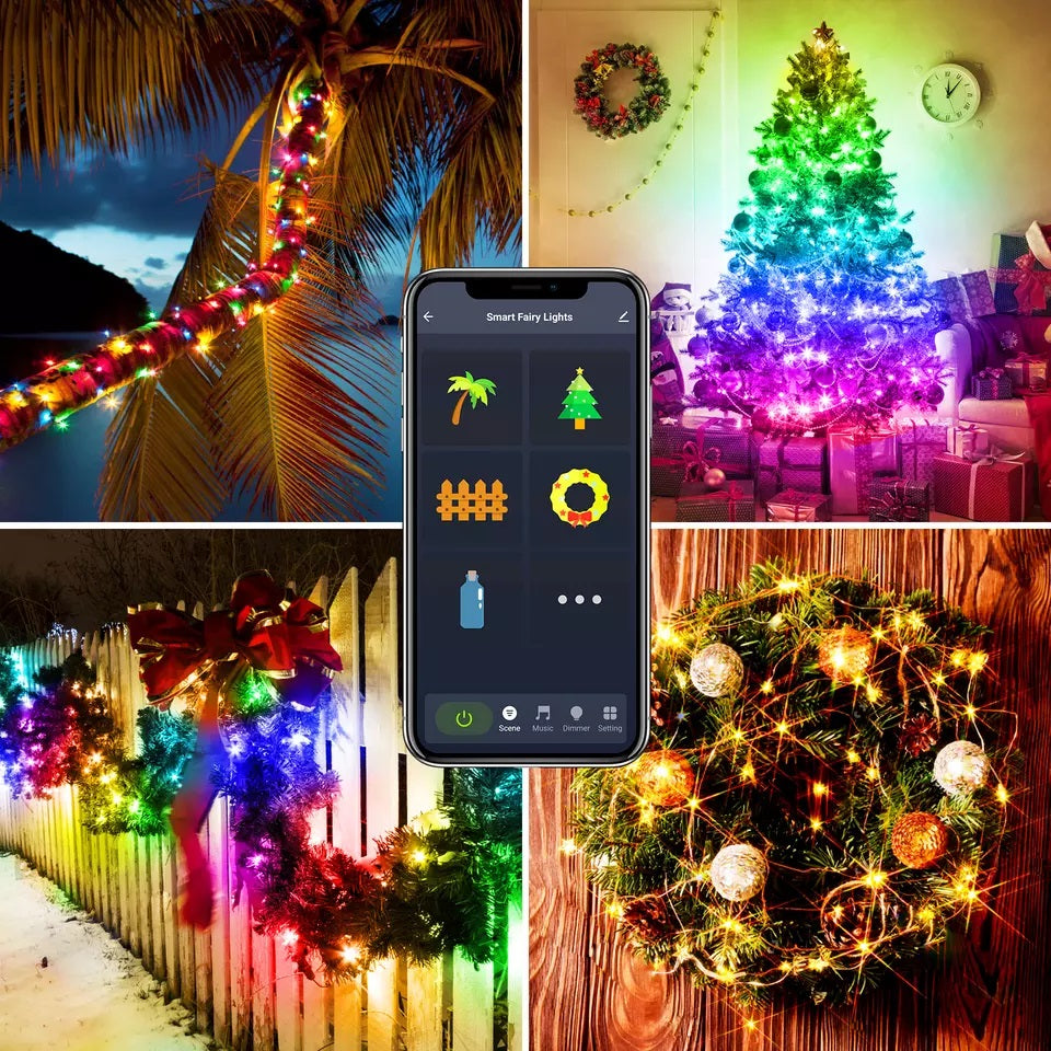 Lichterkette, Weihnachtsbeleuchtung, intelligenter LED-Streifen, App, Musik, Alexa, RGB, 5 m, USB, wasserdicht