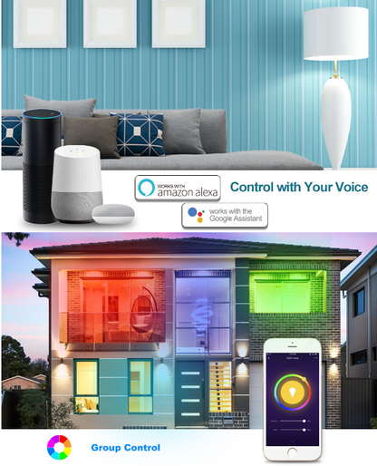 Smart Bulb E27 Lamp 9W LED Lights WiFi App Music Alexa RGB White Dimmable