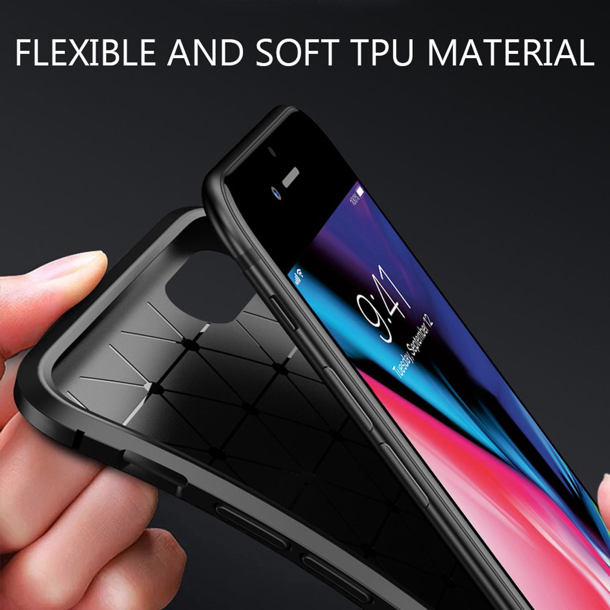 NALIA Silikonhülle für iPhone 7 / 8 / SE 2020 / SE 2022 – Rutschfest & Matt – VORTEX (Gebürstete Optik & Carbon Design) – Marke aus Berlin
