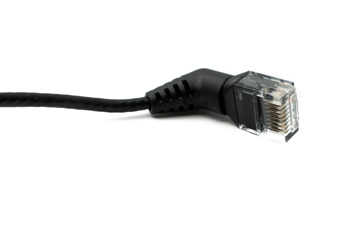 SYSTEM-S LAN cable 25 cm 8P8C RJ45 plug to plug angle in black