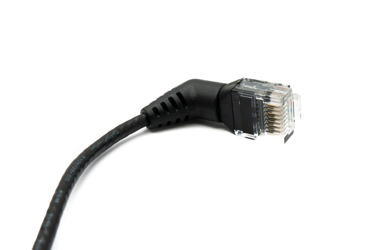 SYSTEM-S LAN cable 25 cm 8P8C RJ45 plug to plug angle in black
