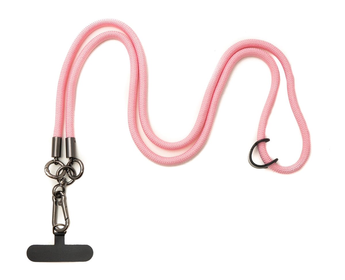 Umhänge Band Schulter Hals Schlaufe für Smartphone Hülle aus Nylon in Pink | System-S