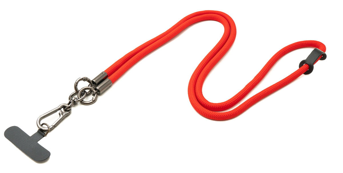 Umhänge Band Schulter Hals Schlaufe für Smartphone Hülle aus Nylon in Rot | System-S