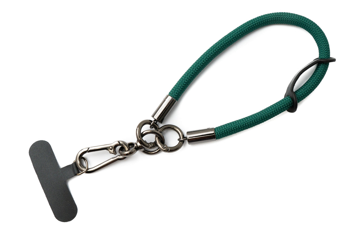 SYSTEM-S wrist strap bracelet for smartphone case made of nylon in green 
