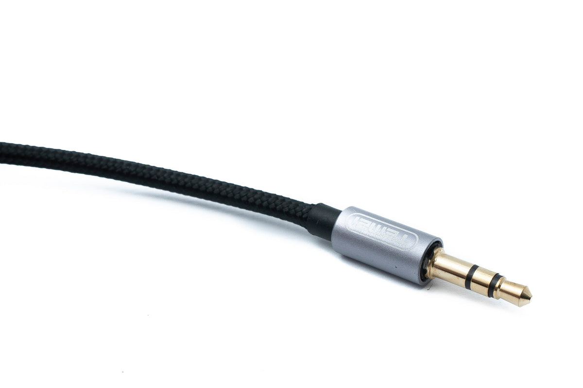 Audio USB Kabel 100 cm 3,5 mm Klinke Stecker zu 3.1 Typ C Stecker AUX geflochten Schwarz | System-S