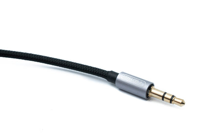 Audio USB Kabel 100 cm 3,5 mm Klinke Stecker zu 3.1 Typ C Stecker AUX geflochten Schwarz | System-S