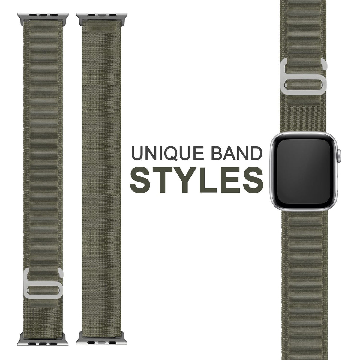 NALIA Smart Watch Armband Alpine Loop Style kompatibel mit Apple Watch Armband Ultra/SE & Series 8/7/6/5/4/3/2/1, 42/44/45/49mm, G-Haken iWatch Outdoor Uhr Band, Nylon