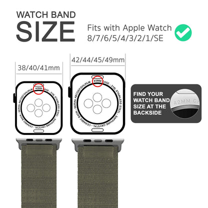 NALIA Smart Watch Armband Alpine Loop Style kompatibel mit Apple Watch Armband Ultra/SE & Series 8/7/6/5/4/3/2/1, 42/44/45/49mm, G-Haken iWatch Outdoor Uhr Band, Nylon