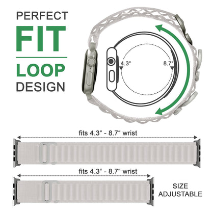 NALIA Smart Watch Armband Alpine Loop Style kompatibel mit Apple Watch Armband Ultra/SE & Series 8/7/6/5/4/3/2/1, 42/44/45/49mm, G-Haken iWatch Outdoor Uhr Band, Nylon