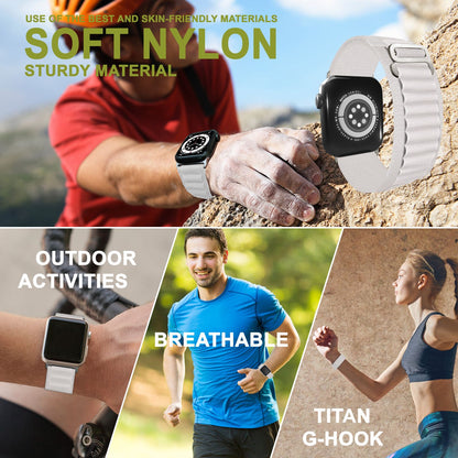 NALIA Smart Watch Armband Alpine Loop Style kompatibel mit Apple Watch Armband Ultra/SE & Series 8/7/6/5/4/3/2/1, 42/44/45/49mm, G-Haken iWatch Outdoor Uhr Band, Nylon