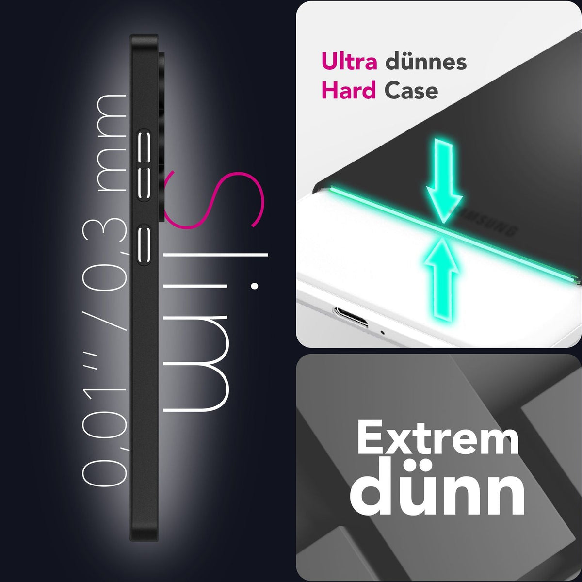 NALIA Ultra Slim Hardcase für Samsung Galaxy S25 – Matt & 0.3mm Dünn – PHANTOM (Dünnes Cover & Kamera-Vollschutz) – Marke aus Berlin