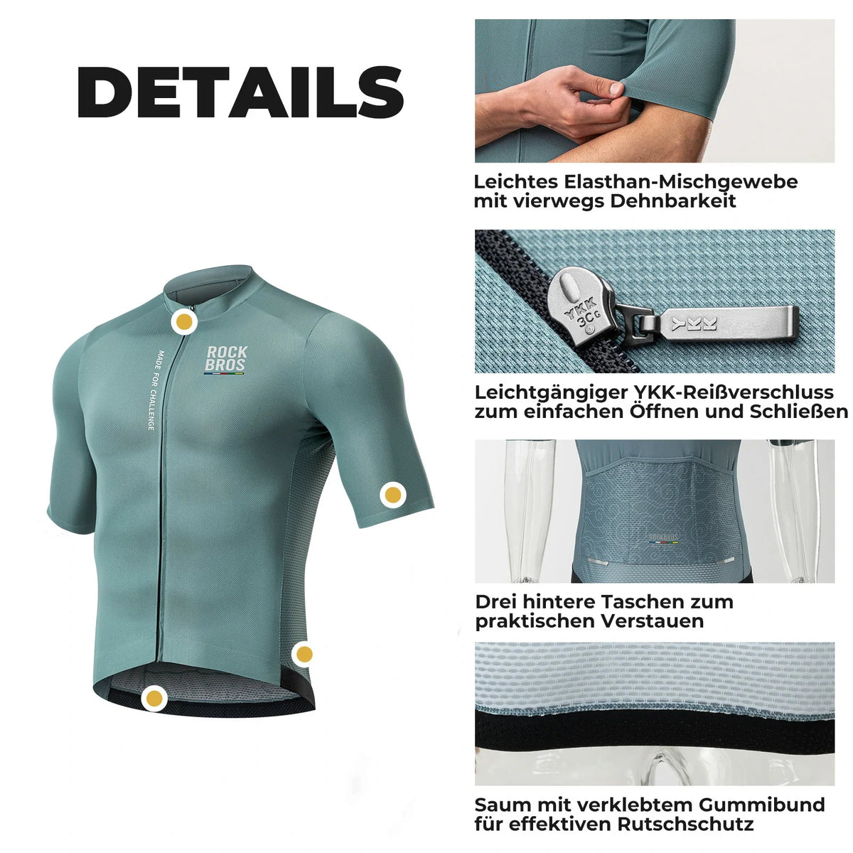 ROAD TO SKY Herren Kurzarm-Radtrikot Jersey für MTB & Rennrad