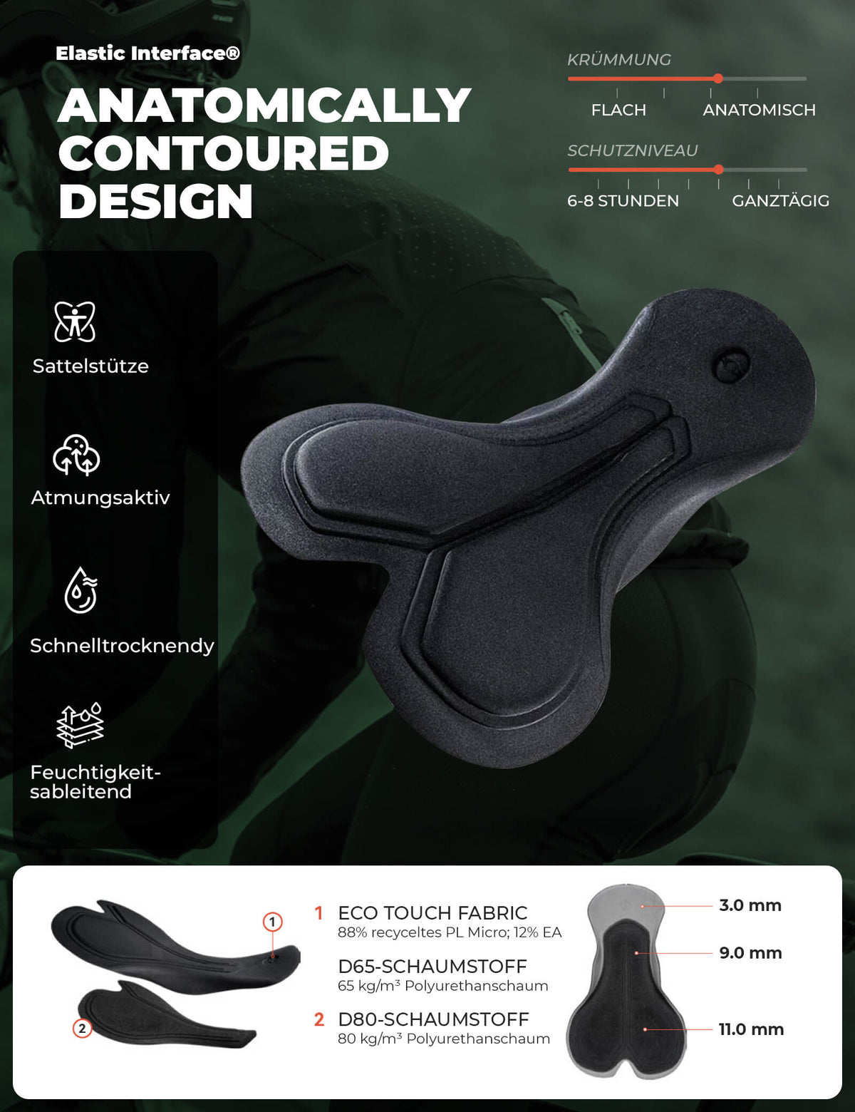 ROCKBROS Fahrradhose Lange Radlerhose Gepolstert Atmungsaktiv Herren