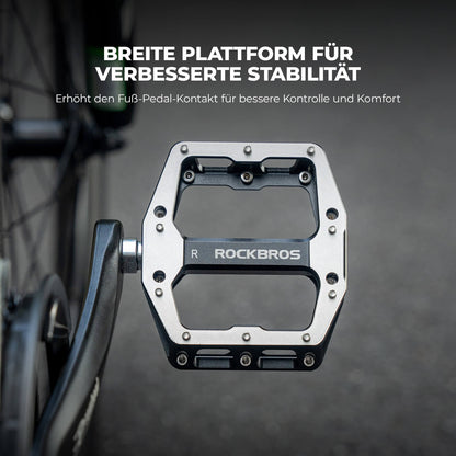 ROCKBROS Pedale mit Anti-Rutsch-Stiften - Breite Plattform & Chrom-Molybdän-Achse