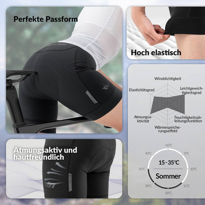TVI Radlerhose Damen Gepolstert mit Tasche Atmungsaktive