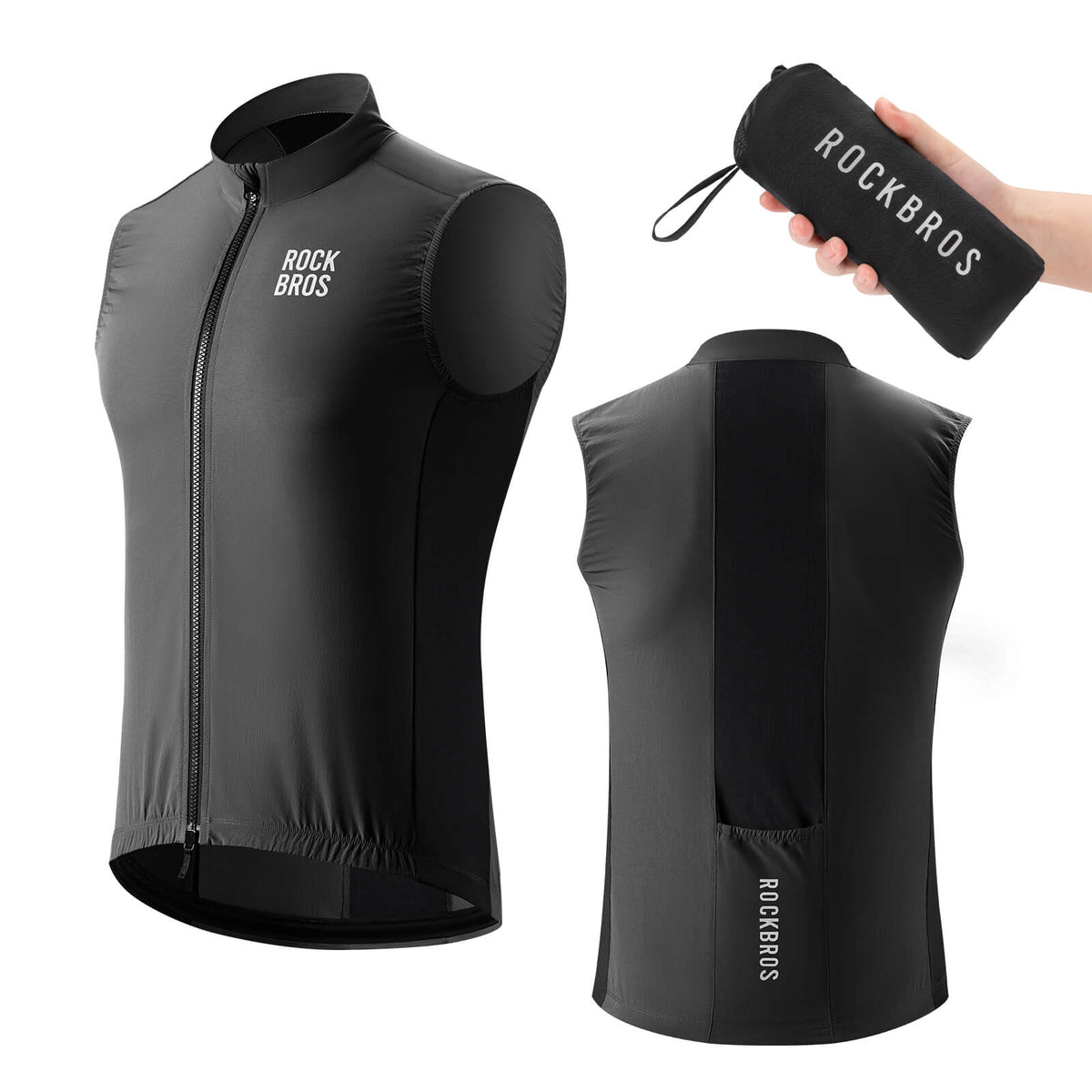 Ärmellose Fahrradweste Fahrradjacke Packbar Atmungsaktiv
