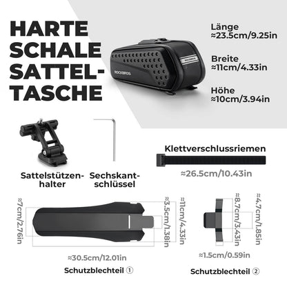 ROCKBROS Fahrrad Satteltasche mit Schutzblech Wasserabweisend 1,3L/0.8L