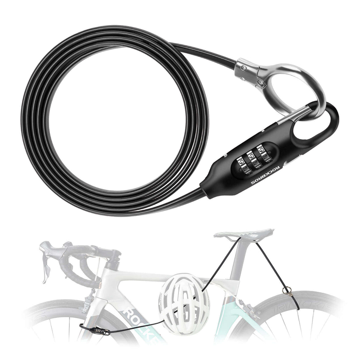ROCKBROS Fahrradschloss Kabelschloss 150cm mit Zahlencode Anti-Diebstahl
