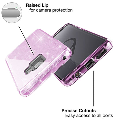 NALIA Glitzerhülle für Samsung Galaxy S9 Plus – Funkelnder Glitzer-Look & Grip – SHINEPOP (Silikon Case) – Marke aus Berlin